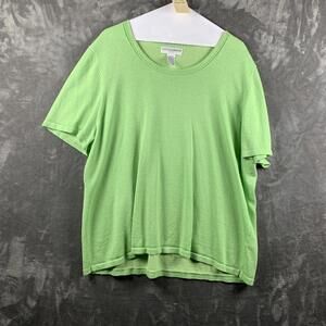 Sag Harbor Woman's Green Short Sleeve Round Neck Knit Top Size 2X (424)